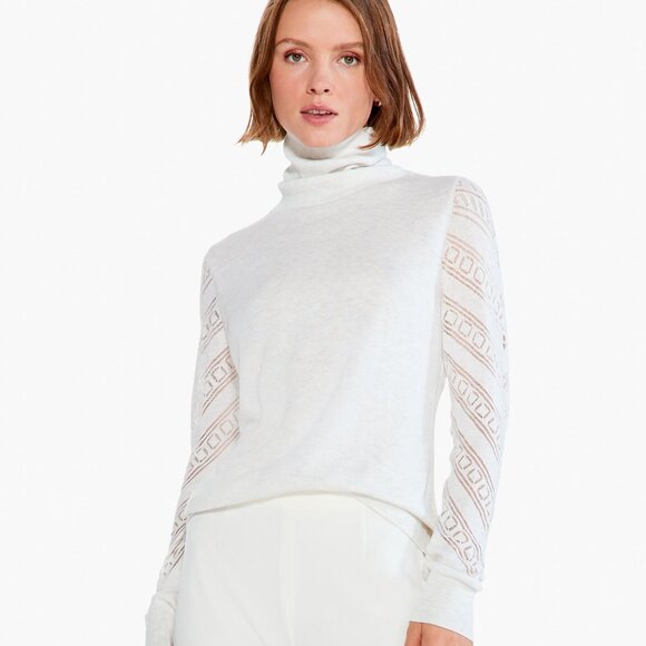 NIC+ZOE Sweaters - New NIC+ZOE Womens XL Pointelle Sleeve Turtleneck Sweater Tee in Cream